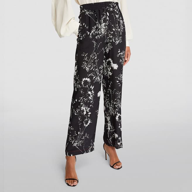 Victoria Beckham Black Printed Silk Trousers