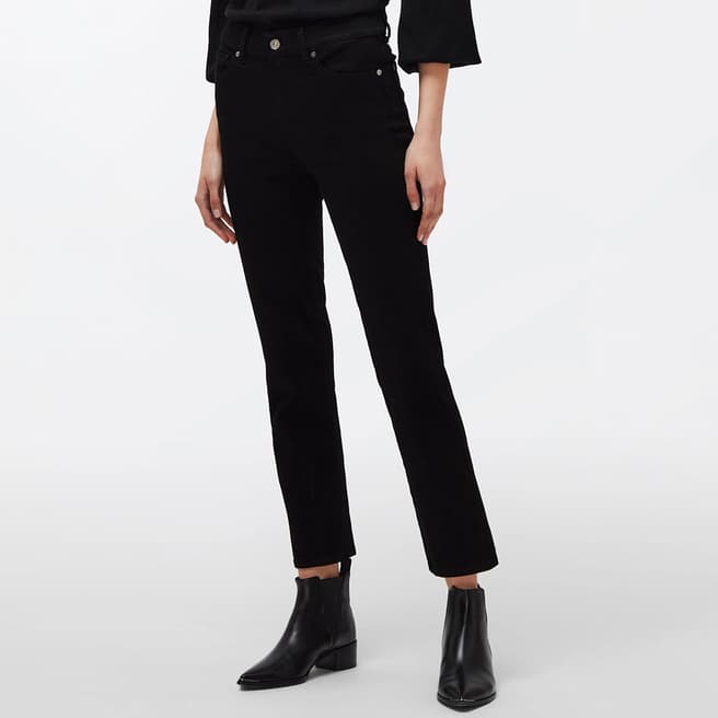 7 For All Mankind Black Straight Crop Stretch Jeans