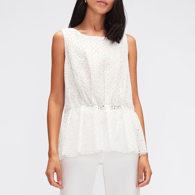 7 For All Mankind White Peplum Cotton Top