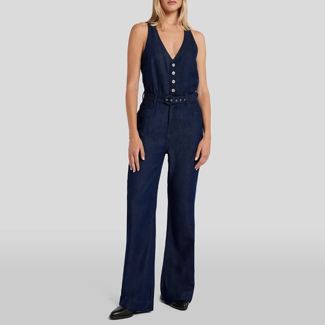 7 For All Mankind Dark Blue Tailored Wide Leg Jumpsuit