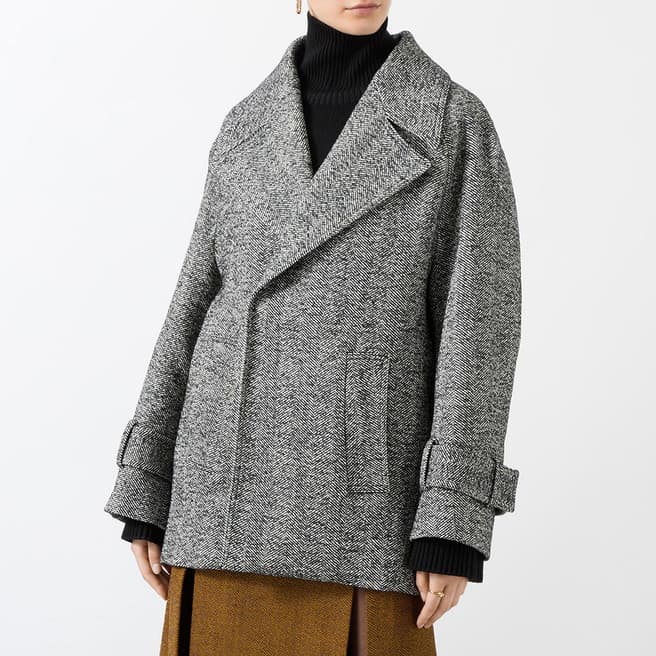 Victoria Beckham Grey Oversized Wool Pea Coat