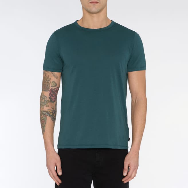 7 For All Mankind Green Featherweight Cotton T-Shirt