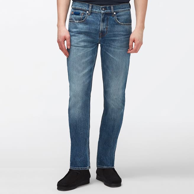 7 For All Mankind Blue Slimmy Tapered Stretch Jeans