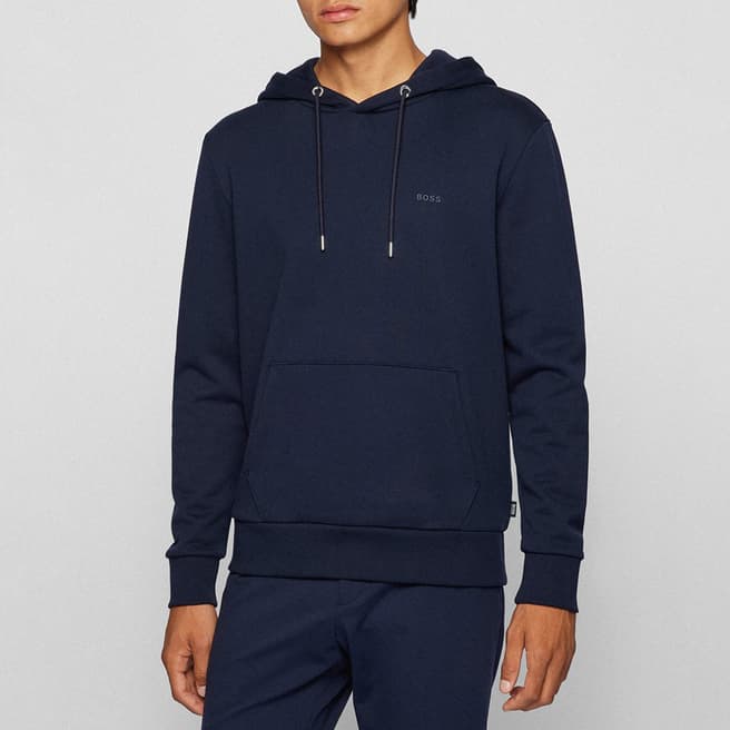 BOSS Dark Blue Seeger Cotton Hoodie