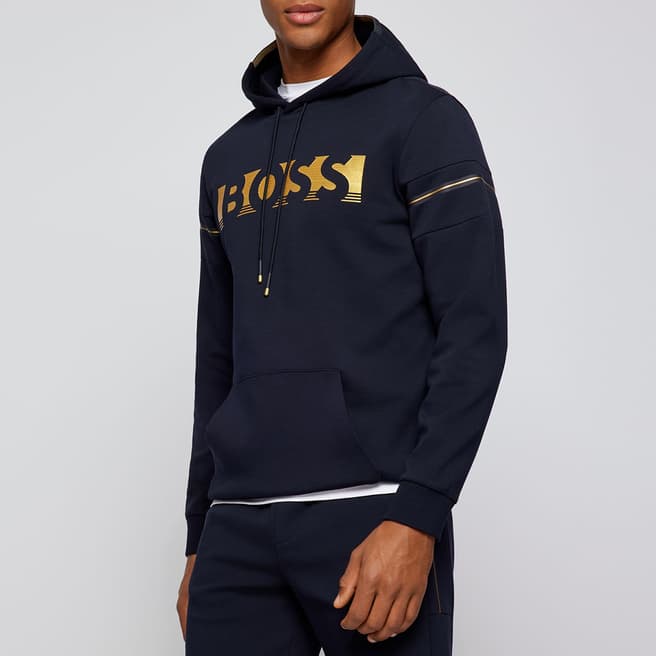 BOSS Navy Soody Printed Cotton Blend Sweatshirt