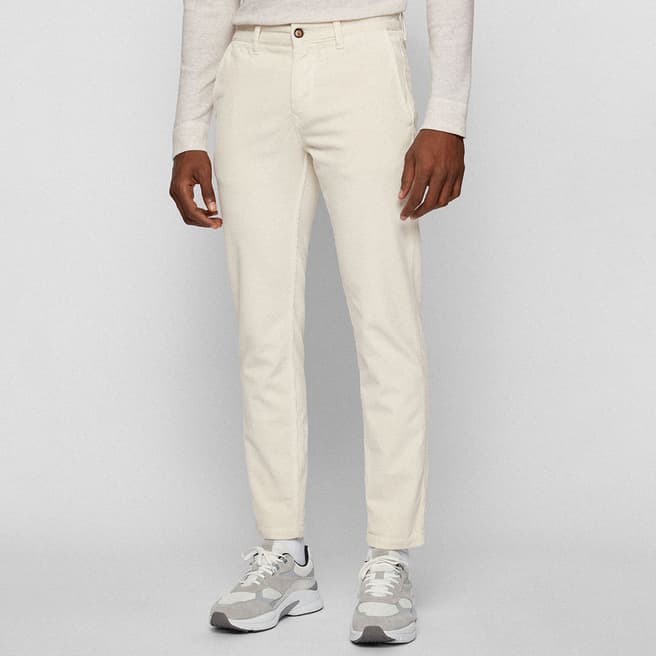 BOSS Cream Schino Taber Cotton Blend Trousers