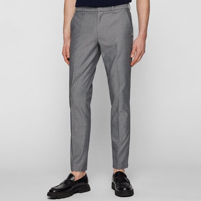 BOSS Grey Kaito Slim Fit Cotton Blend Trousers