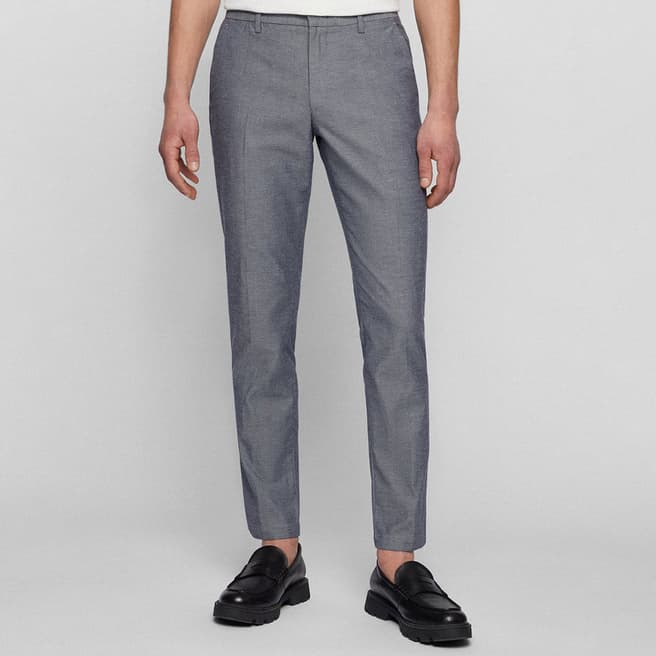 BOSS Mid Grey Kaito Slim Fit Cotton Blend Trousers