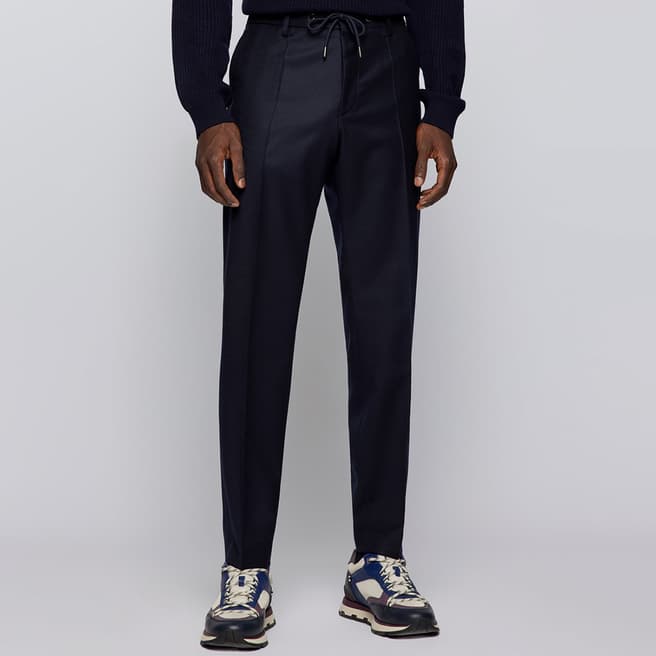 BOSS Dark Blue Genius Wool Blend Trousers