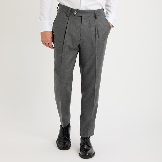 BOSS Grey Perin Pleated Trousers