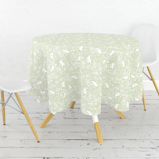 William Morris Forest Life Green Acrylic Round Tablecloth 132cm
