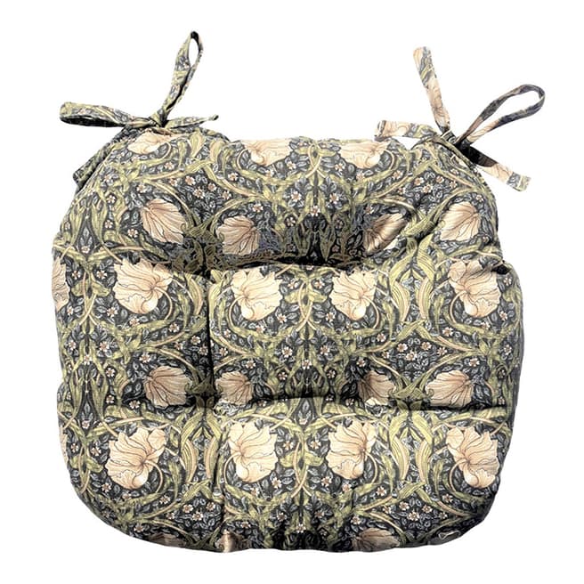 William Morris Charcoal Pimpernel Piped Seat Pad