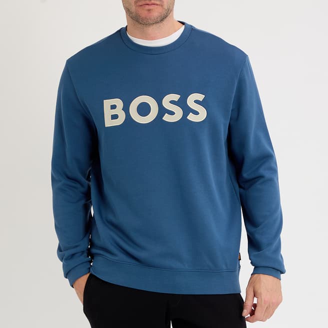 BOSS Teal Wecirclogo Crew Sweatshirt