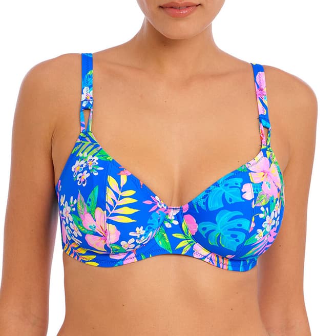 Freya Blue Hot Tropics Plunge Bikini Top