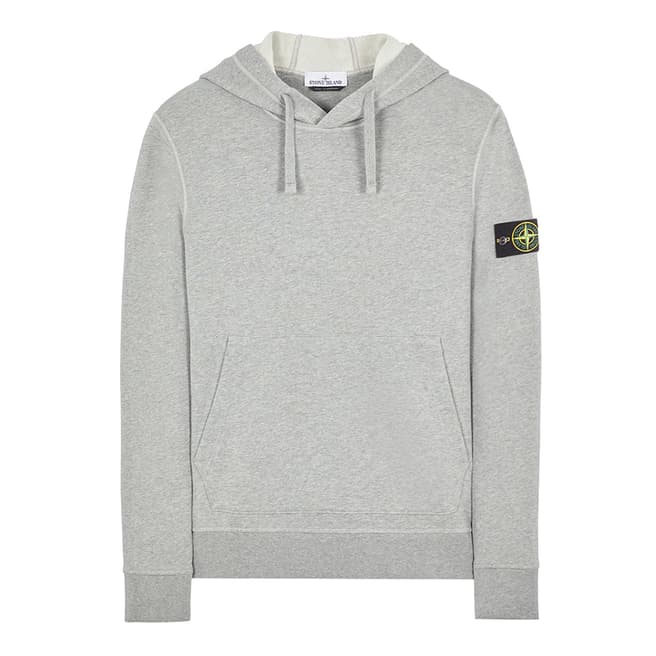 Stone Island Grey Garment Dyed Fleece Cotton Hoodie