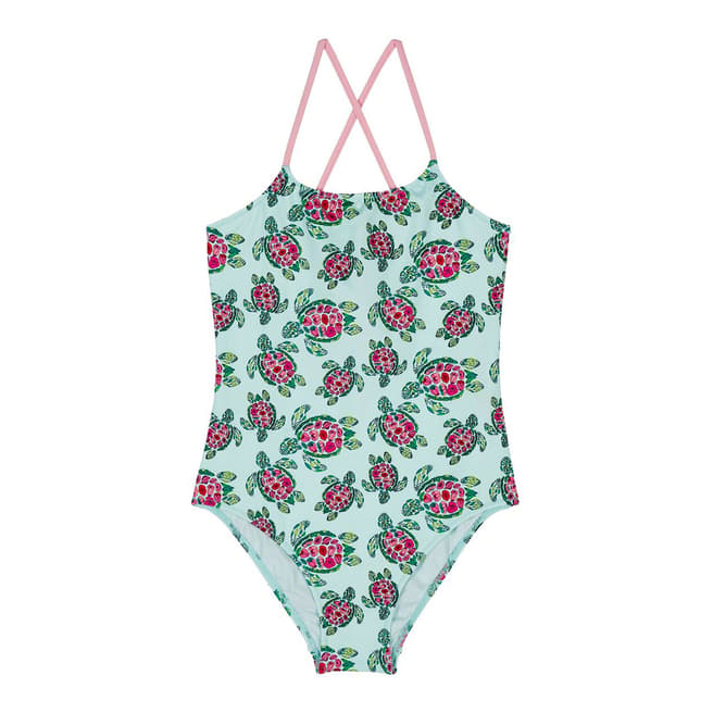 Vilebrequin Blue Multi  Girls One Piece Swimsuit Provencal Turtle