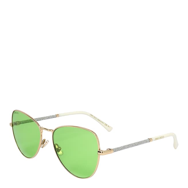 Jimmy Choo Green Lense Gold Round Sunglasses 56mm