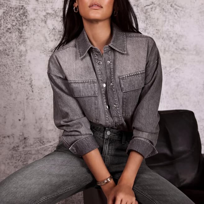 Mint Velvet Grey Cotton Denim Shirt