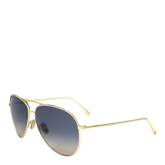 Victoria Beckham Gold, Teal Aviator Sunglasses 62mm