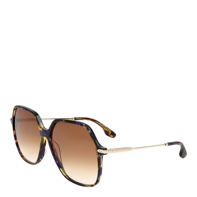 Victoria Beckham Havana Blue Square Sunglasses 60mm