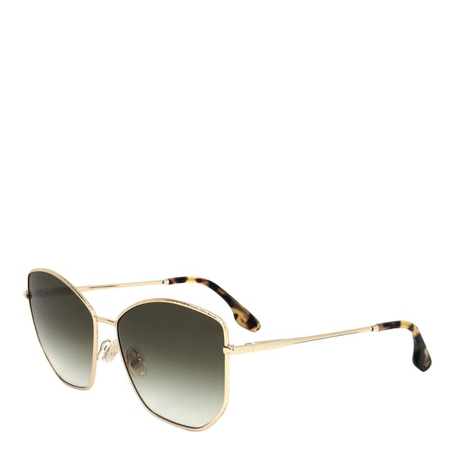 Victoria Beckham Gold, Khaki Cateye Sunglasses 59mm