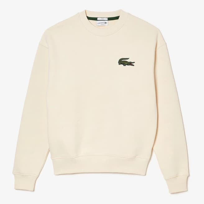 Lacoste Ecru Crew Neck Cotton Blend Sweatshirt