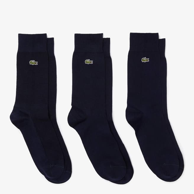 Lacoste 3-Pack Navy Cotton Blend Socks