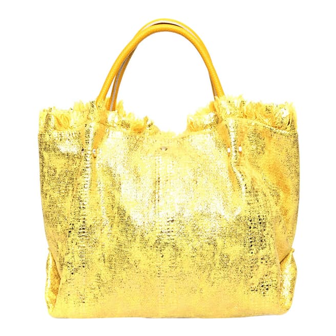 Carla Ferreri Gold Leather Handbag