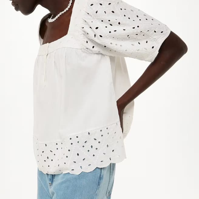 WHISTLES White Tera Broderie Cotton Blouse