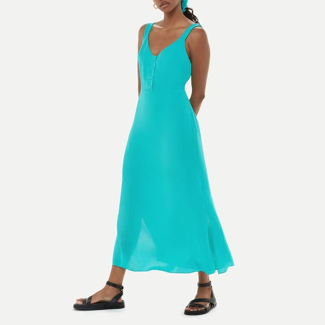 WHISTLES Turquoise Andie Button Dress