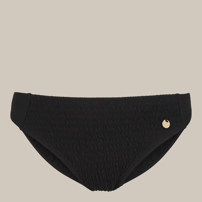 WHISTLES Black Shirred Panelled Bikini Bottom