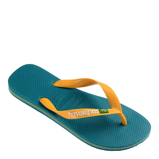 Havaianas Unisex Green Brasil Logo Flip Flops