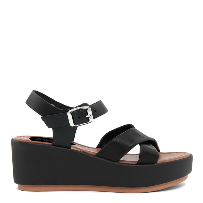 Triple Sun Black Strappy Platform Sandals