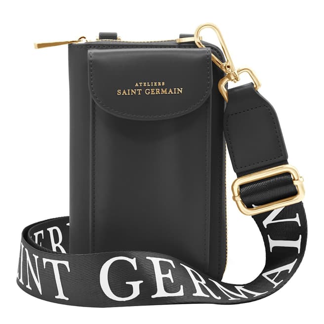 Ateliers Saint Germain Black Wallet Smartphone Crossbody Bag 