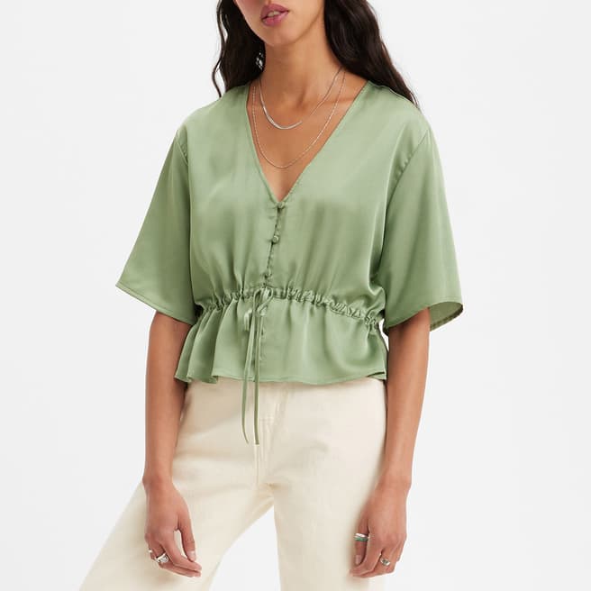 Levi's Green Lindy Tie Waist Blouse