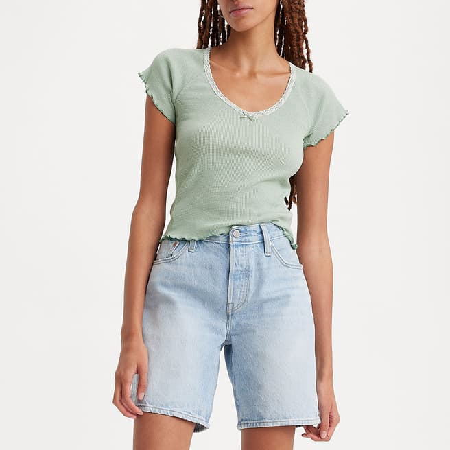 Levi's Sage Bow Frill Trim Cotton T-Shirt