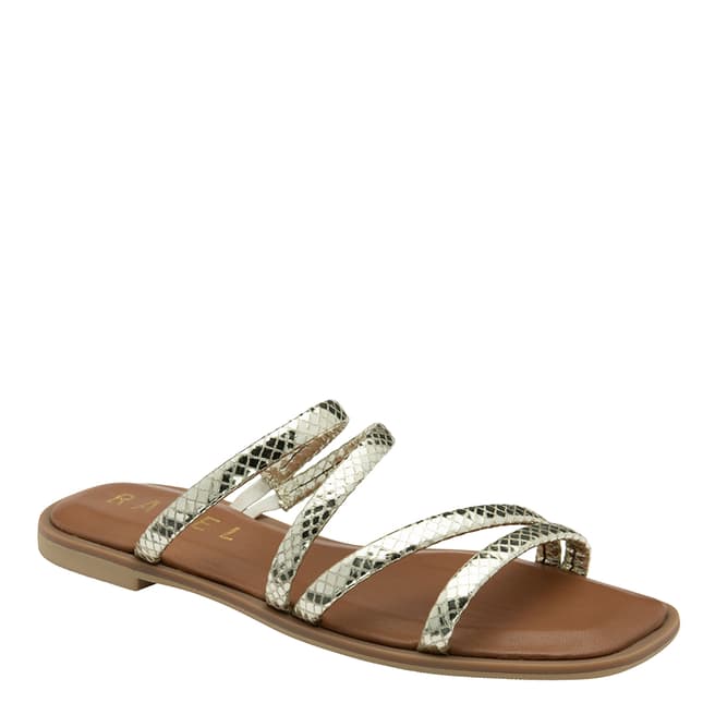 Ravel Gold Tain Leather Flat Sandals