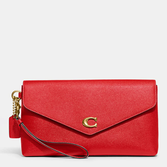 Coach Cherry Crossgrain Leather Wyn Clutch