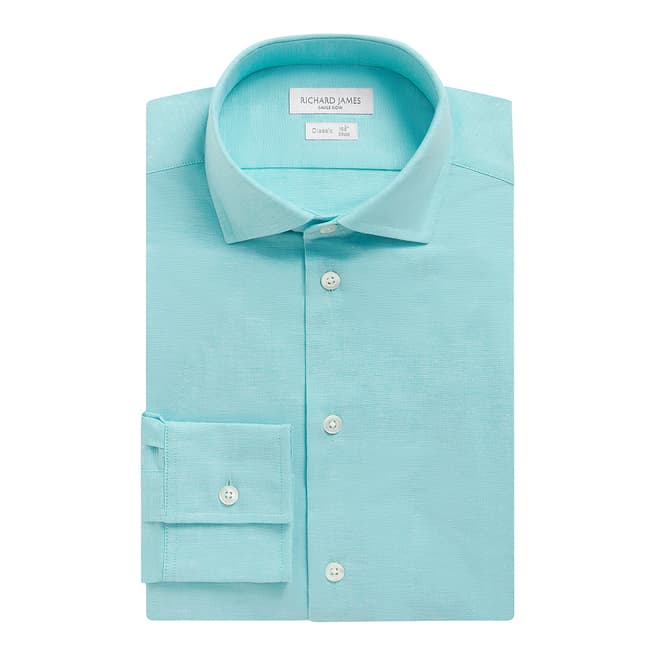 Richard James Savile Row Aqua Cotton Regular Fit Shirt