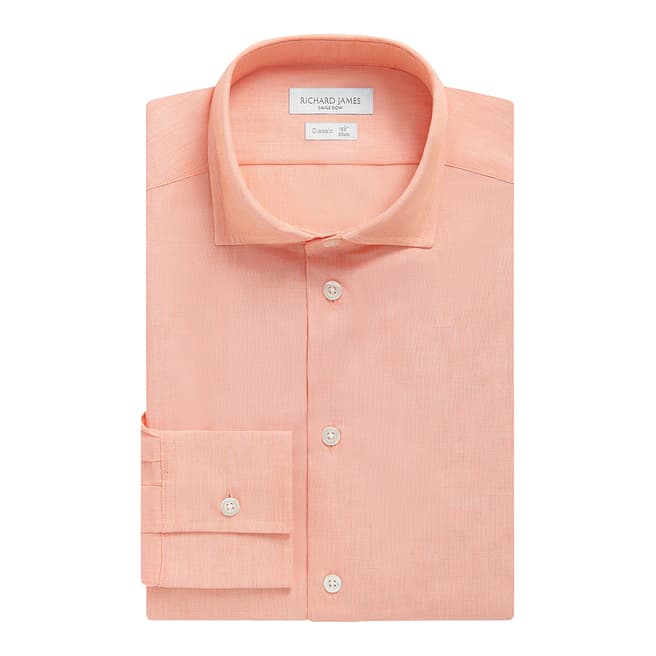 Richard James Savile Row Peach Cotton Regular Fit Shirt