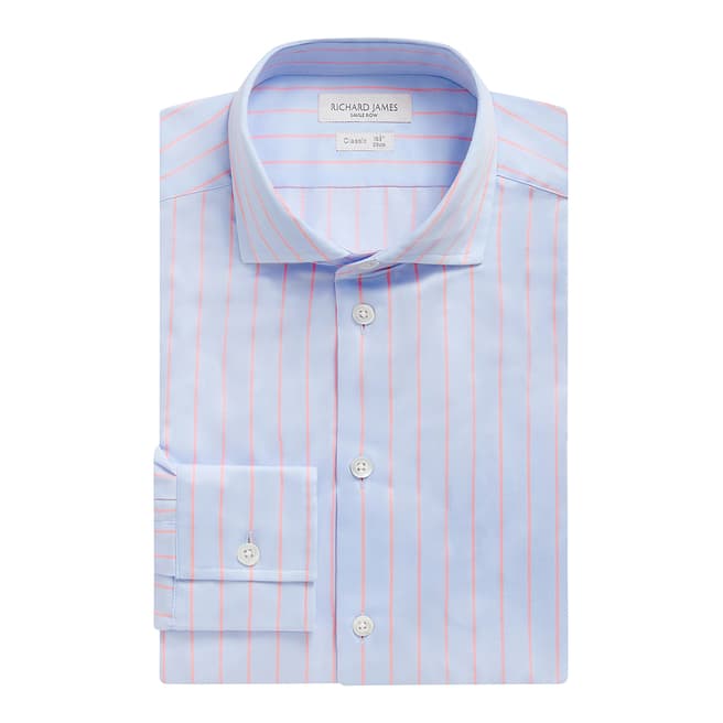 Richard James Savile Row Sky Stripe Cotton Regular Fit Shirt