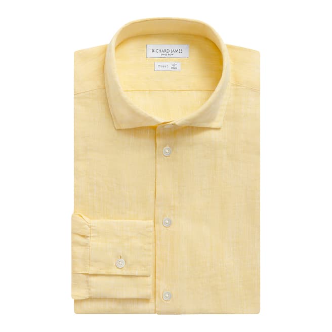 Richard James Savile Row Yellow Linen Regular Fit Shirt