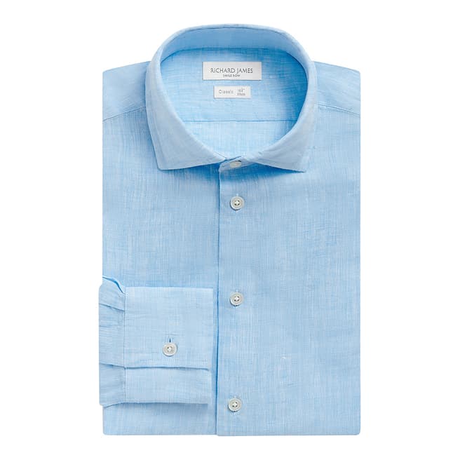 Richard James Savile Row Sky Linen Regular Fit Shirt