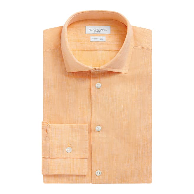 Richard James Savile Row Peach Linen Regular Fit Shirt