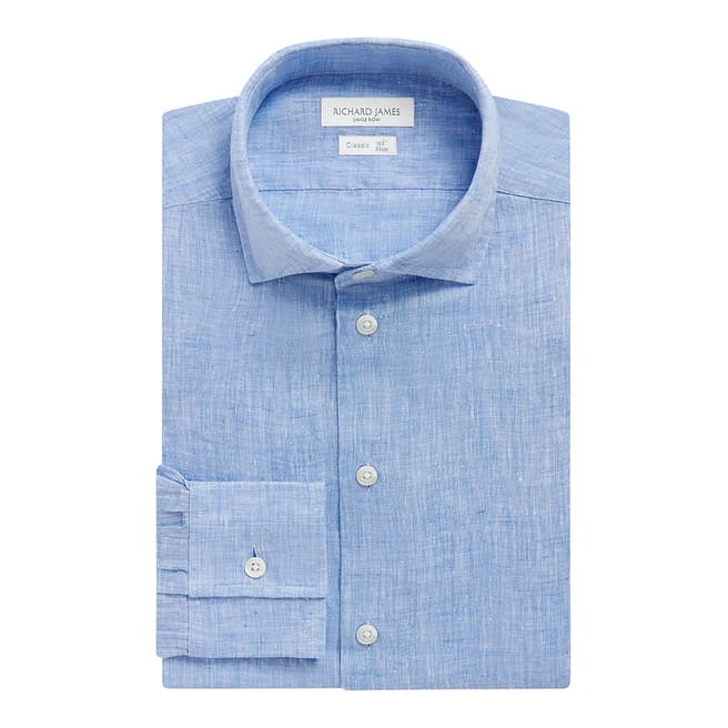 Richard James Savile Row Denim Linen Regular Fit Shirt