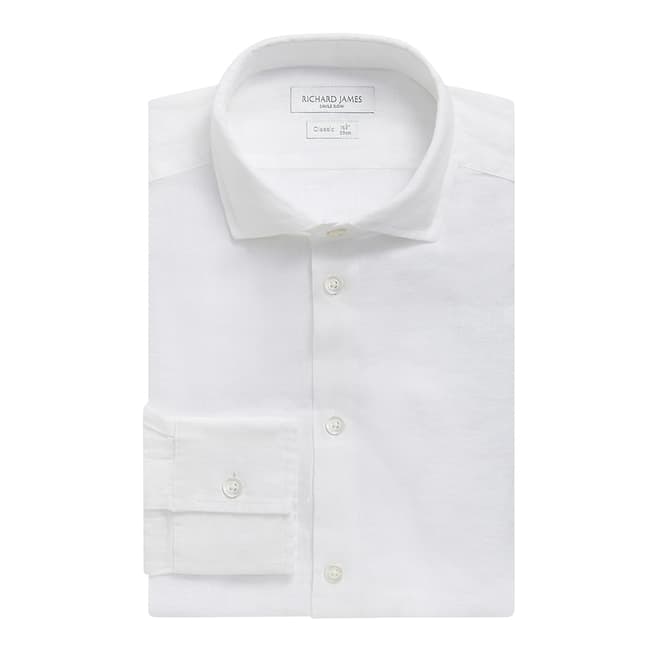 Richard James Savile Row White Linen Regular Fit Shirt