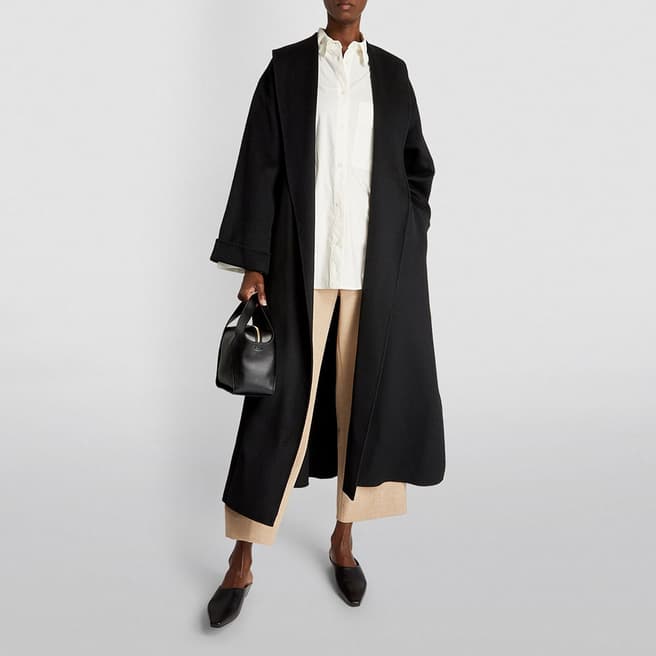 By Malene Birger Black Trullem Wool Blend Wrap Coat
