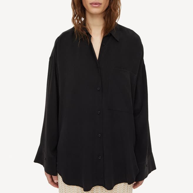 By Malene Birger Black Derris Oversized Silk Shirt
