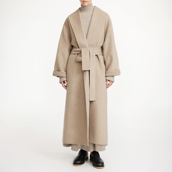 By Malene Birger Taupe Trullem Wrap Wool Coat
