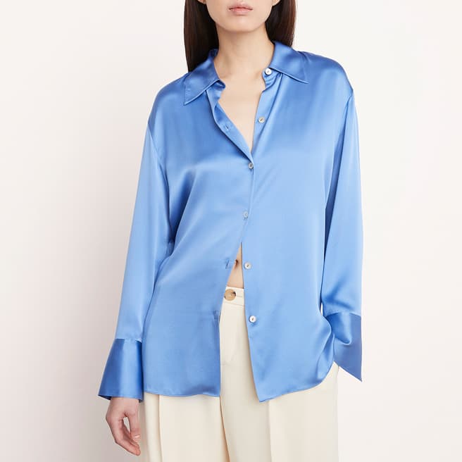 Vince Blue Silk Relaxed Blouse